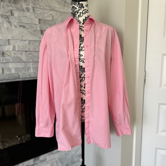 Aritzia Pink oversize Button Down Shirt - Picture 4 of 7